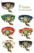 leather Bracelet Wristwatches angel pendants weave leather vintage womens - £11.21 GBP