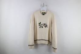Vintage 90s Cabelas Womens Large Distressed Country Primitive Bird Knit Sweater - £39.11 GBP