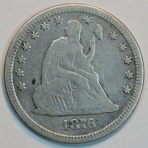 1876 Seated Liberty circulated silver quarter VG details  - $30.00