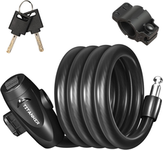 Bike Lock, 1/2 Inch Thick Bike Lock Cable Coiled Secure Bicycle Lock wit... - $14.77