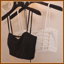 Short Summer Cami Crop Tank Top with Spaghetti Straps and Strappy Open Back  image 2