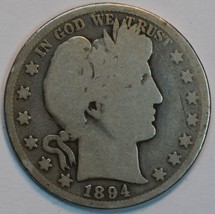 1894 P Barber circulated silver half G details - $20.00