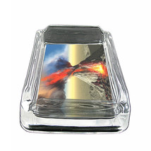 Volcanoes D3 Glass Square Ashtray 4&quot; x 3&quot; Smoking Cigarette Bar - £38.12 GBP