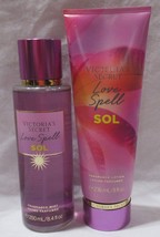 Victoria&#39;s Secret Fragrance Mist &amp; Lotion Set Lot of 2 LOVE SPELL SOL sunny - £27.69 GBP