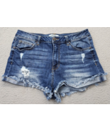 Refuge Boyfriend Shorts Womens Size 10 Navy Denim 5-Pocket Distressed Fr... - $21.33