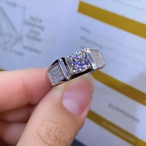 Exquisite sparkling moisanite ring for men ring 925 sterling silver birthday gif - £54.28 GBP