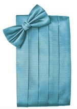 Herringbone Tuxedo Cummerbund and Bow Tie Set (Blue Ice) - £71.83 GBP