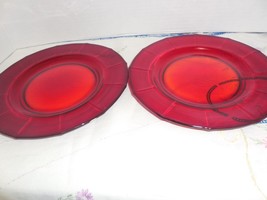 2 Imperial Glass &quot;Molly&quot; Ruby Line 725 Plates - Octagon  (Disc) - $32.18