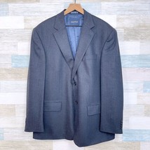 Nautica Soft Tweed Wool Sport Coat Navy Blue Herringbone Stretch Mens 46R - £62.01 GBP