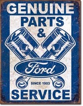 Ford Genuine Used Parts Piston Logo Car Dealer Retro Weathered Metal Tin Sign - £12.44 GBP