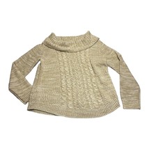 It&#39;s Our Time Sweater Women&#39;s Large Beige Tan Cable Knit Cowl Neck Long ... - £18.33 GBP