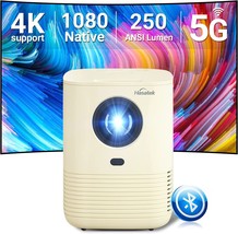 Hasatek Projector, Portable Projector, Beige, Miniature Projector With Wifi And - $77.99