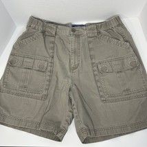Croft Barrow Men&#39;s Size 36 Cargo Shorts Khaki Cotton Green Gray Utility - $18.73