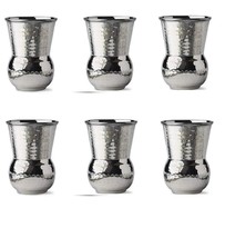Stainless Steel Hammered Tumbler Moroccan Drinking Mughlai Glass 375ML Set Of 6 - £39.30 GBP