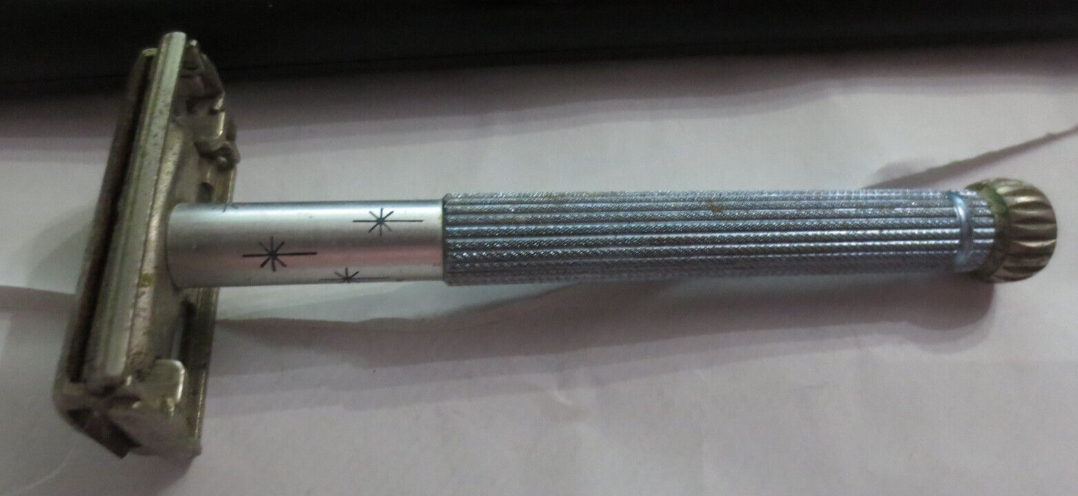 Nice Gillette 1960s Lady Gillette Blue Starburst Safety Razor K-2 - $29.73