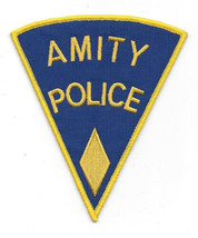 Jaws Movie Amity Police Sheriff Logo Shoulder Patch, Yellow Diamond NEW UNUSED - £6.26 GBP