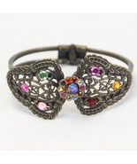 Bracelet Vintage Hinged Clamp On Estate Multi Color Rhinestones - $273.82 MXN