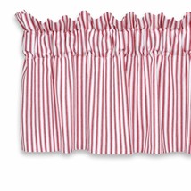 Red And White Ticking Stripe Valance Curtain Woven Cotton Lined 54 Inches W X 17 - £33.99 GBP