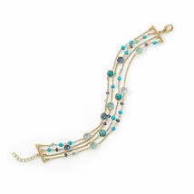 14 Karat Yellow Gold Plated Colorful Multi-Stones Bracelet with 4 Beaded Strands - £144.92 GBP