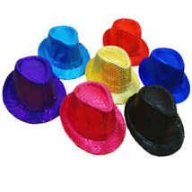 SEQUIN FEDORA Novelty Costume HAT - Classic Style Trilby Gangster Shiny Sequined - £8.75 GBP+