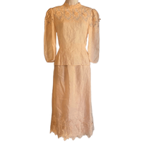 VTG Cloak of Many Colors by Liberty &amp; Lucrezia Linen 2Pc Top &amp; Skirt Set 12 Pink - £73.02 GBP