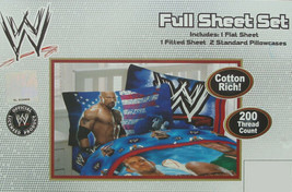 WWE WRESTLING MANIA PICTORIAL BLUE 4PC  FULL SHEETS  BEDDING SET NEW - $144.64
