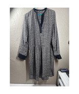Vince Silk Drawstring Waist Dress White Gray Black Roll Tab Sleeve Size ... - $1,023.42 MXN