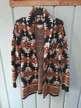 Lucky Brand Aztec Southwestern Open Front Shawl Collar Sweater Size S - £23.35 GBP
