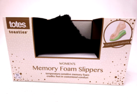 Totes Women&#39;s Toasties Memory Foam Black Faux Fur Slippers SIZE:XL(9.5-10) Nib - £20.06 GBP