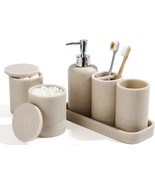 Bathroom Accessories Set, 6-Piece Bathroom Accessory Set, Toothbrush, Beige - €45,14 EUR