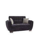 PrimeNest NimbusFlow Convertible Loveseat: Storage &amp; Black Microfiber - $1,589.26 CAD