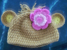 Baby Girl Monkey Hat   size 0-3  same price to 18mth Email me for larger... - $10.95