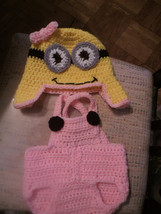Baby or toddler girl similar like a minion hat &amp; diaper size 0-3mth to 18mth sam - £14.82 GBP