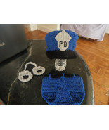 SALE Police hat, diaper cover, and handcuffs- 0-3mth to 18mth same price... - £14.90 GBP