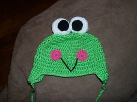 Baby hat Green Frog. 0-3 or ANY size same price to 18mth . Soft, cute fo... - $12.95