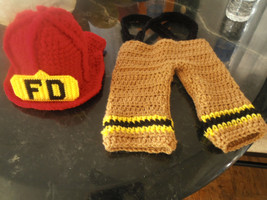 SALE Fireman long pants and hat-baby or toddler- 0-3mth to 18mth same price-any  - £19.20 GBP