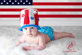 SALE Patriotic Uncle Sam Hat-4th of July for boy or girl size 0-3mth to ... - £10.96 GBP
