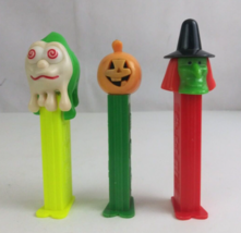 Lot of 3 Halloween Pez Dispensers Green Face Witch, Jack O&#39; Lantern, &amp; Ghoul (D) - £4.59 GBP