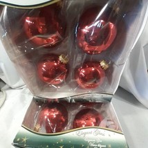 8 Christmas by Krebs Ball Ornaments Large Red 3 1/4 &quot; Four in Each Box Total 8 - £18.58 GBP