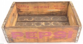 Pepsi Cola Crate Wood Grain Carrier Signer 1982 Collectible Soda Pop Case Decor - £21.30 GBP