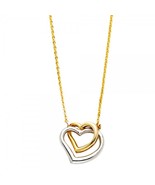 14K Two Tone Gold Double Heart Necklace - $295.99