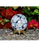 200g 50mm Sphere Polished Howlite Gemstone Crystal Mineral Ball+Golden S... - $543.72 MXN