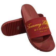 Nwt Tommy Hilfiger Msrp $54.99 Men&#39;s Red Slip On Slides Sandals Size 12 - £21.65 GBP