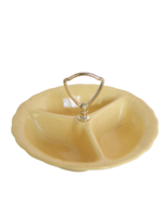 Vtg Lane Co.1960 MCM Yellow Ceramic Divided Snack Nut Tray w/ Handle - €26,24 EUR