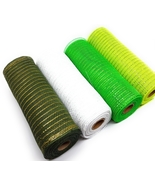 Spring Decorative 10&quot; Wide, 10yd Foil Mesh Rolls (Moss, White, Green, Lt... - £23.56 GBP