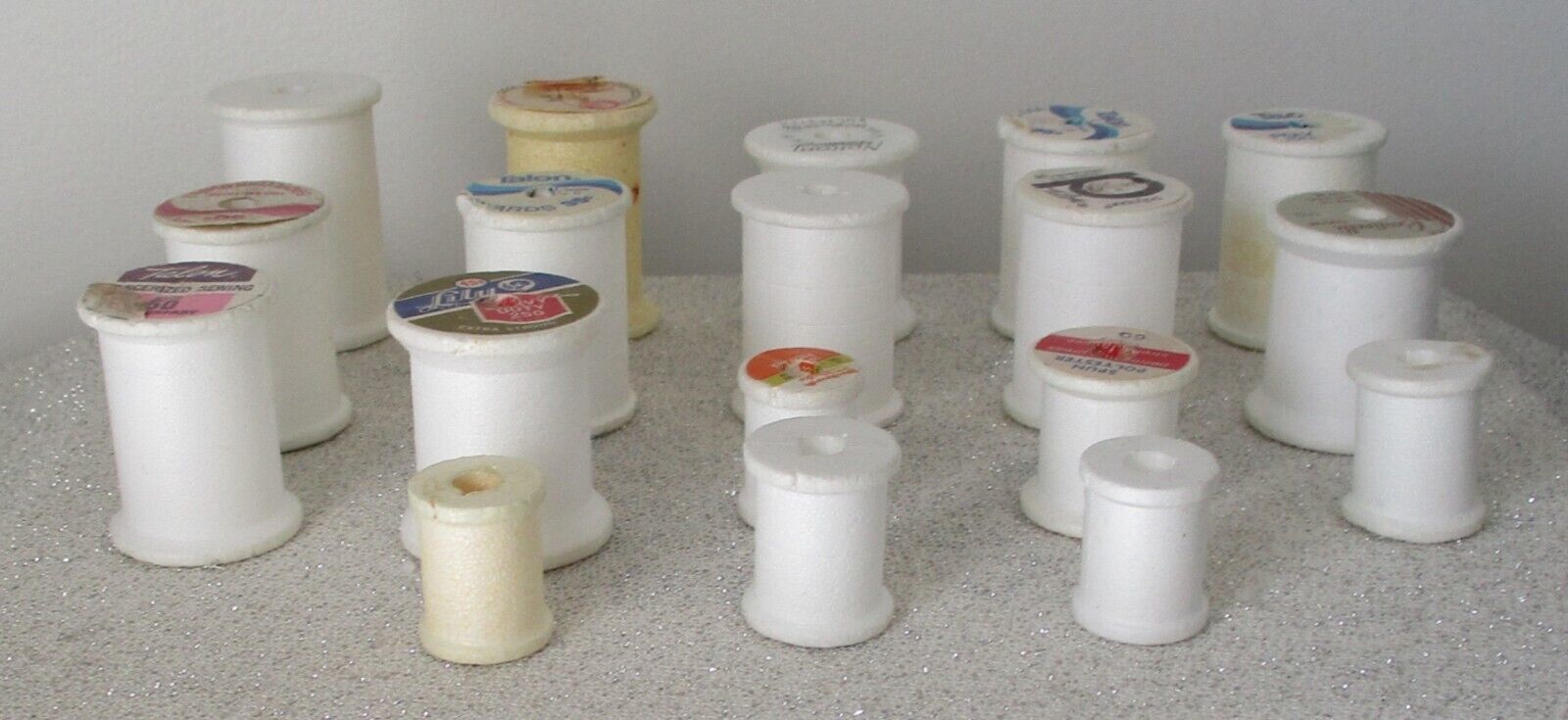 18 Empty Foam Thread Spools, various sizes - $5.75