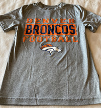 Denver Broncos Football Boys Gray Orange Short Sleeve Shirt Polyester 8 - $8.33