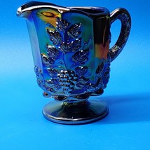 Westmoreland Paneled Grape &amp; Vine Mirrored Carnival Glass 5” Footed Pitcher - £28.66 GBP