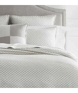 Sferra Macchia Grey Euro Shams Pair Lunar Basketweave Cotton Jacquard It... - $95.00