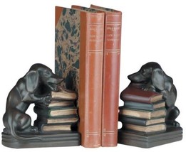 Bookends Bookend TRADITIONAL Lodge Chewing Dachshund Weiner Dog Dogs Resin - $209.00